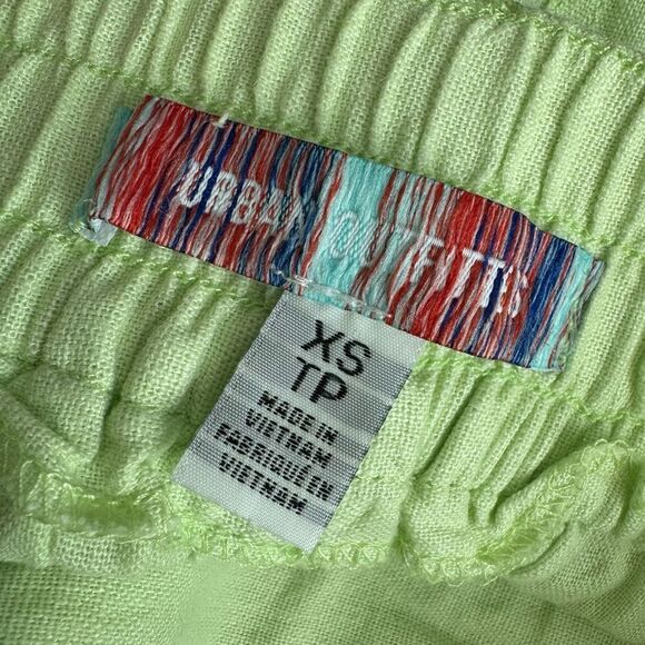 Urban Outfitters Linen Blend Myla High Rise Straight Leg Cargo Pants Lime Green - Picture 12 of 14